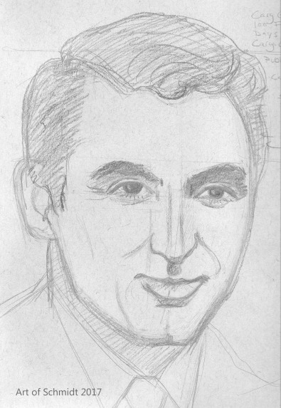 Cary Grant, 100 Faces in 100 Days Challenge. Photo reference was attributed to Public Doman, via Wikipedia.